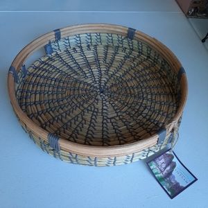 Woven Basket Round Tray, NEW